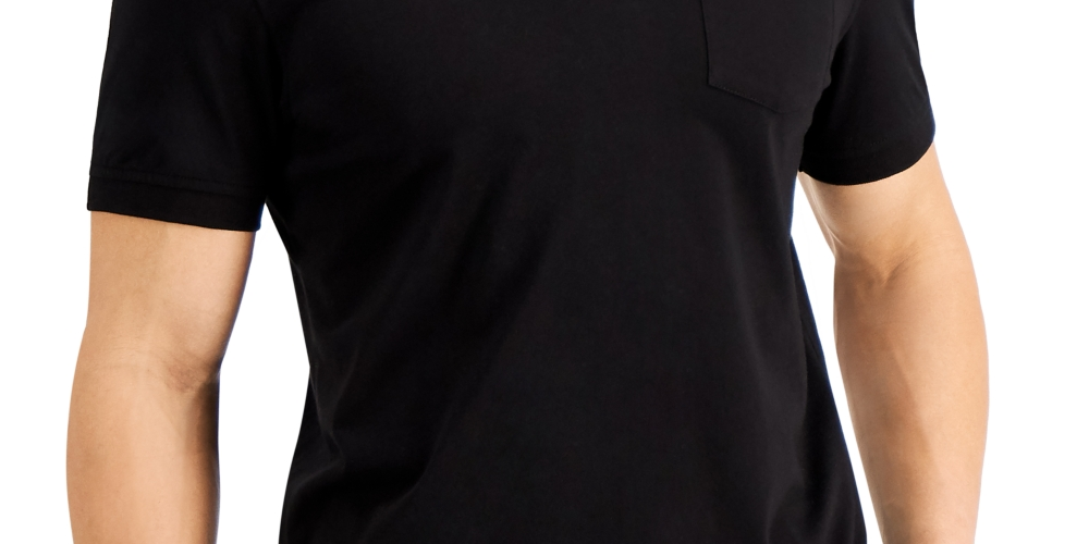 Club Room Men's Solid Jersey Polo with Pocket Black Size X-Large