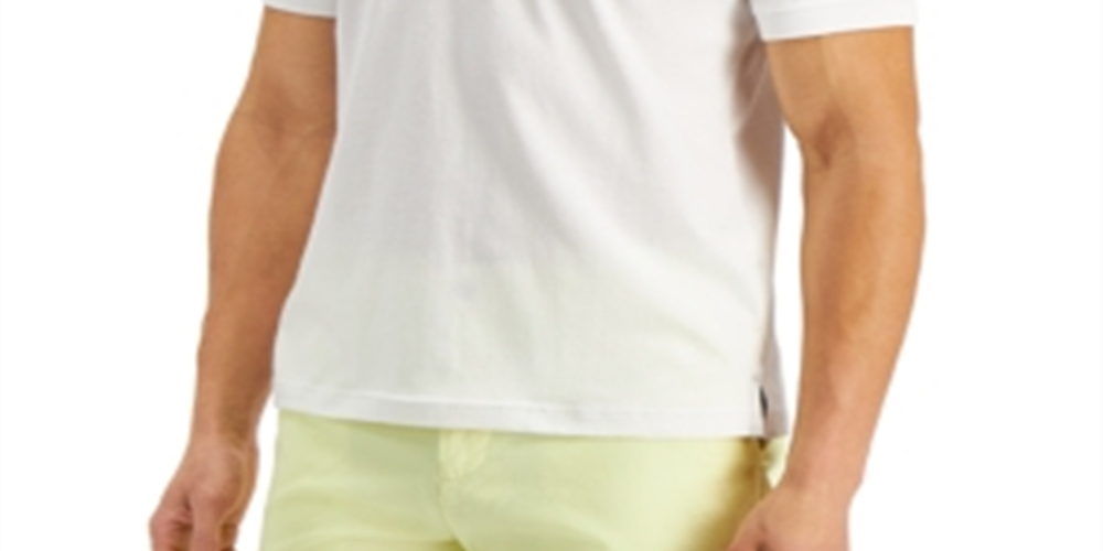 Club Room Men's Solid Jersey Polo with Pocket White Size Medium