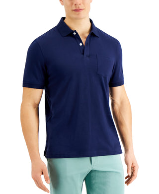 Club Room Men's Solid Jersey Polo with Pocket Blue