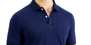 Club Room Men's Solid Jersey Polo with Pocket Blue