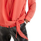 Alfani Women's Coral Tie Front Long Sleeve with Buttons Blouse Red Size Medium