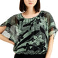 JM Collection Women's Tiger Lily Floral Print Blouse Green Size X-Large