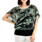JM Collection Women's Tiger Lily Floral Print Blouse Green Size X-Large