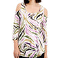 JM Collection Women's Zebra Print Cold Shoulder Top Purple Size Medium