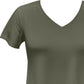 JM Collection Women's V Neck T-Shirt Green Size XX-Large