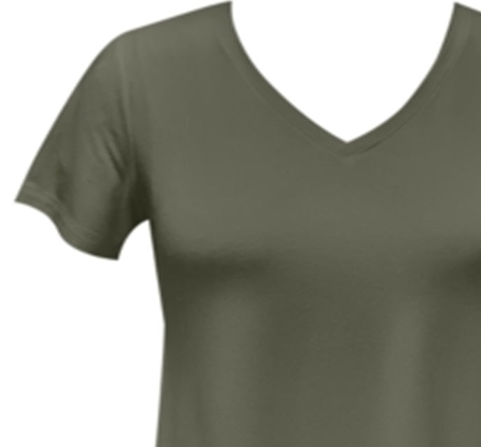 JM Collection Women's V Neck T-Shirt Green Size XX-Large