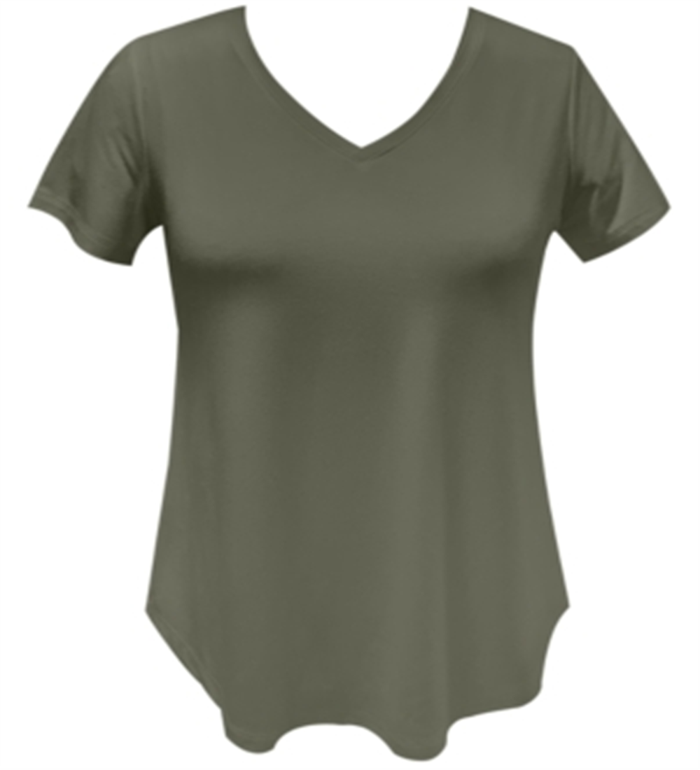 JM Collection Women's V Neck T-Shirt Green Size XX-Large