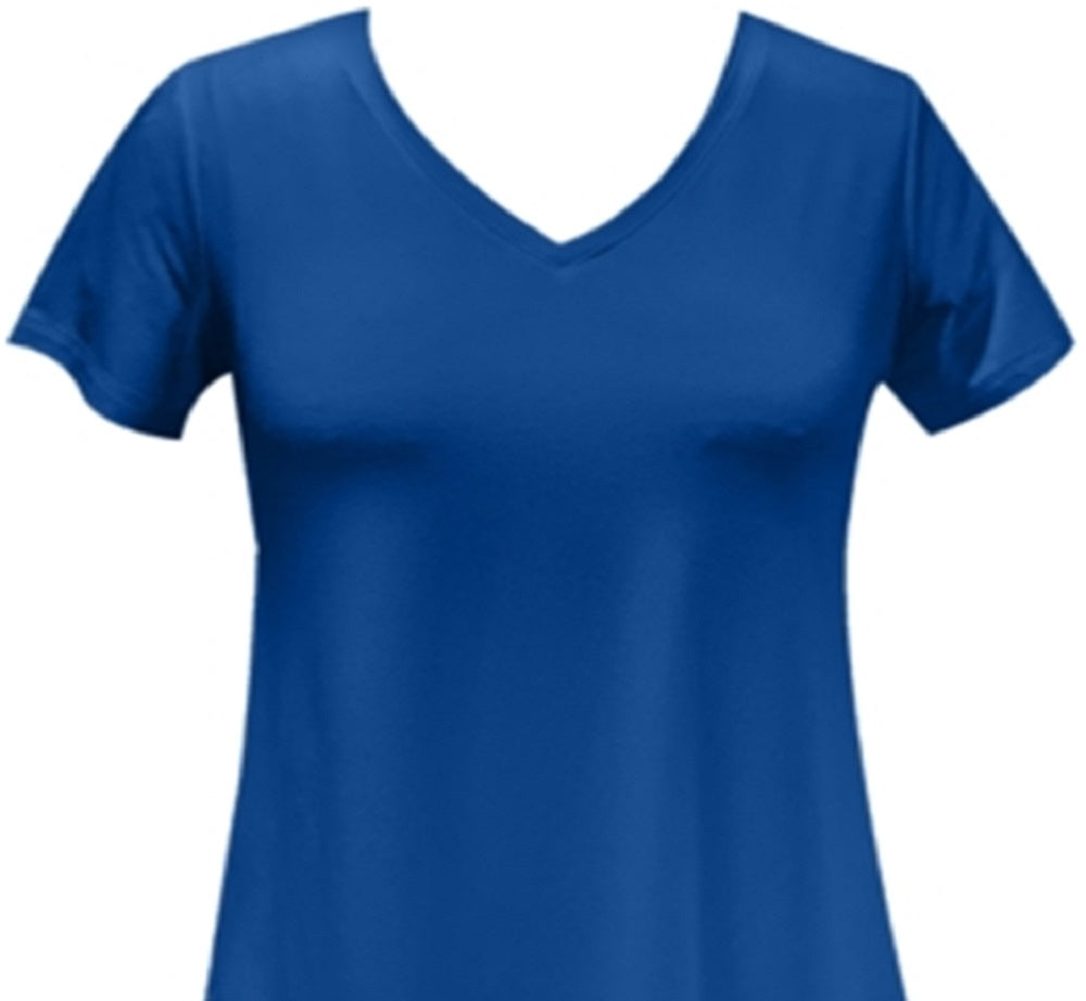 JM Collection Women's V Neck T-Shirt Blue Size Medium