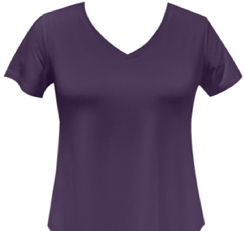 JM Collection Women's V Neck T-Shirt Purple Size Medium