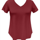 JM Collection Women's V Neck T-Shirt Red Size Small