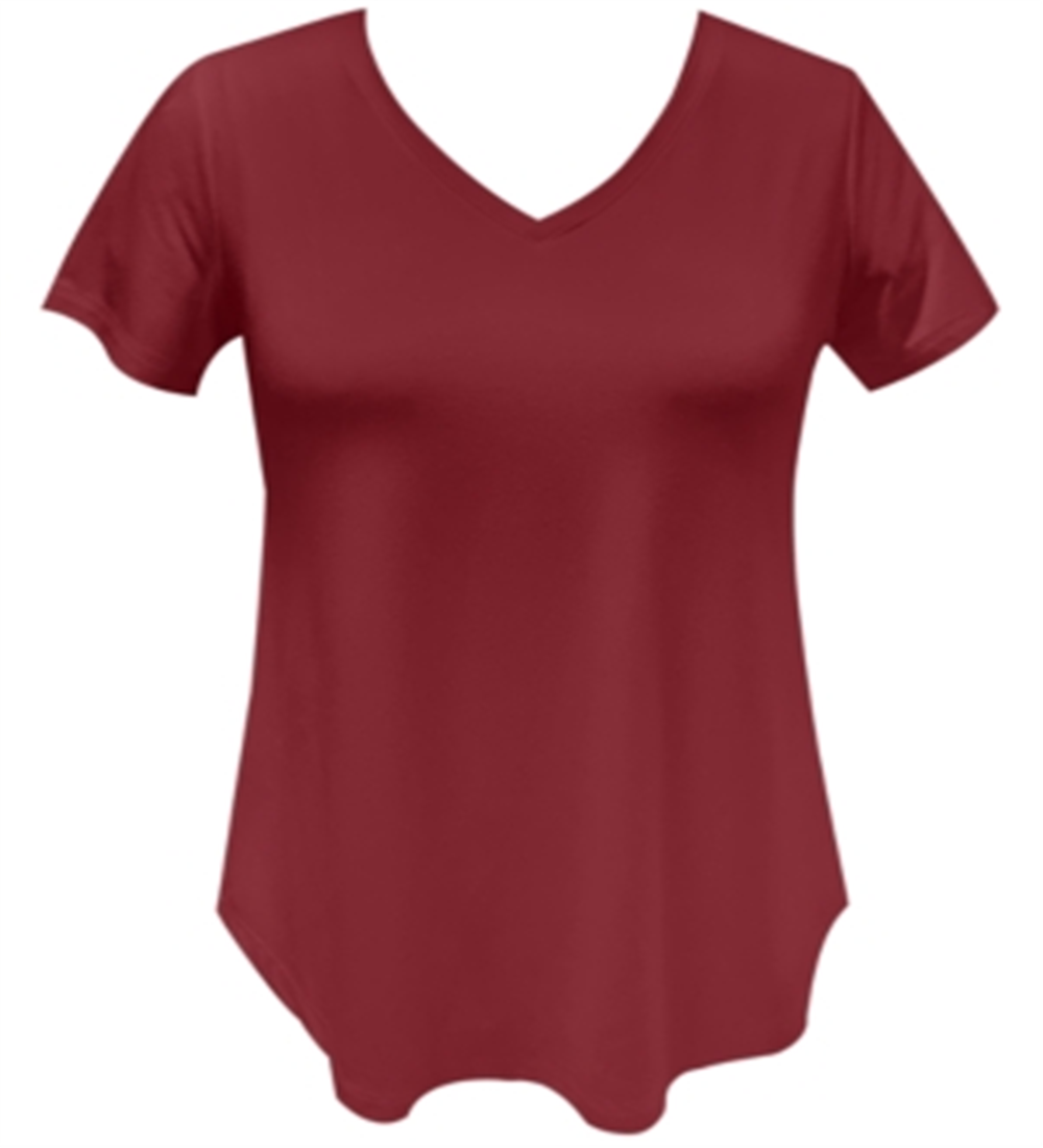 JM Collection Women's V Neck T-Shirt Red Size Small