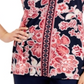 JM Collection Women's Oasis Embellished Mixed Print Top Red Size Small