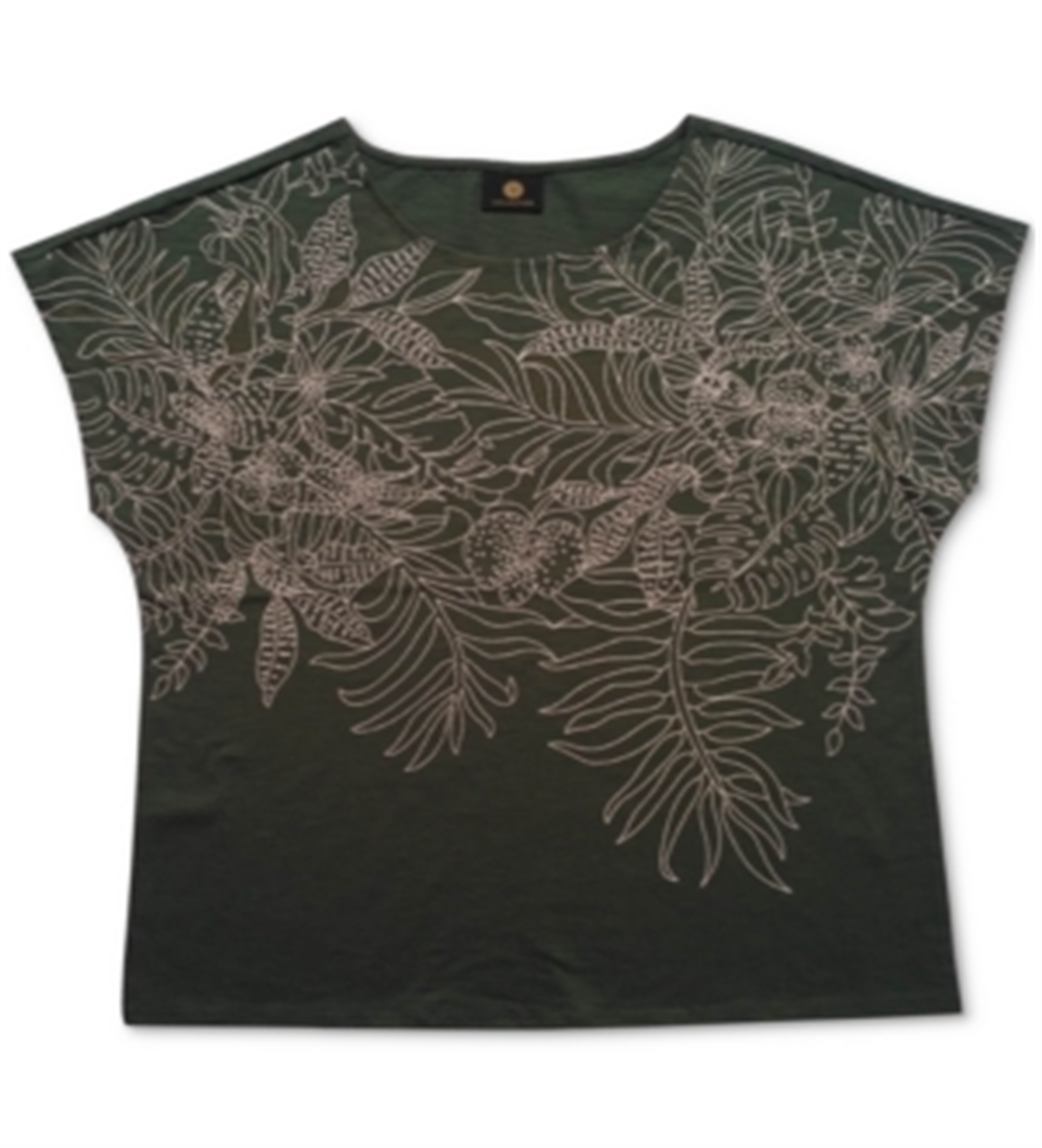 JM Collection Women's Embroidered Top Green Size Large