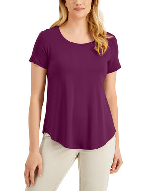 JM Collection Women's Solid Rayon Span Purple Size Medium