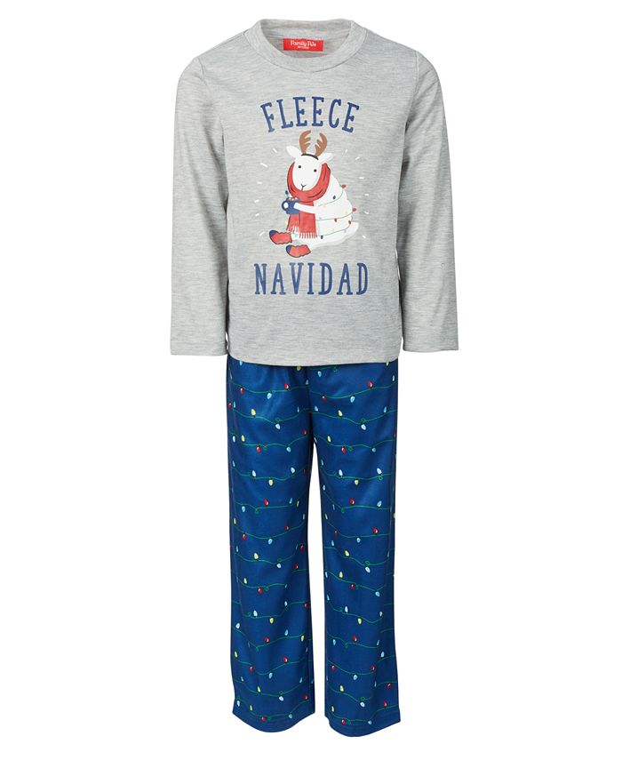 Family Pj Family Pajamas Kids Fleece Navidad Pajama Set Blue Size 2T-3T