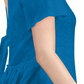 INC International Concepts Women's Ruffled V Back With Tie Short Sleeve Crew Neck Peplum Top Blue Size Large