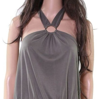 INC International Concepts Women's O Ring Peplum Halter Top Green Size L