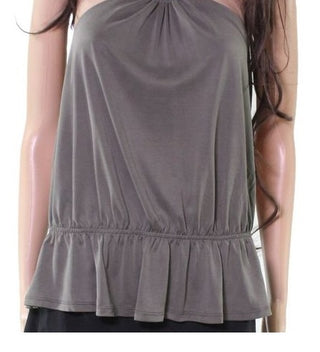 INC International Concepts Women's O Ring Peplum Halter Top Green Size L