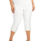 JM Collection Women's Grommet Hem Tummy Control Capri Pants White Size 1X