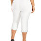 JM Collection Women's Grommet Hem Tummy Control Capri Pants White Size 1X