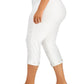 JM Collection Women's Grommet Hem Tummy Control Capri Pants White Size 1X