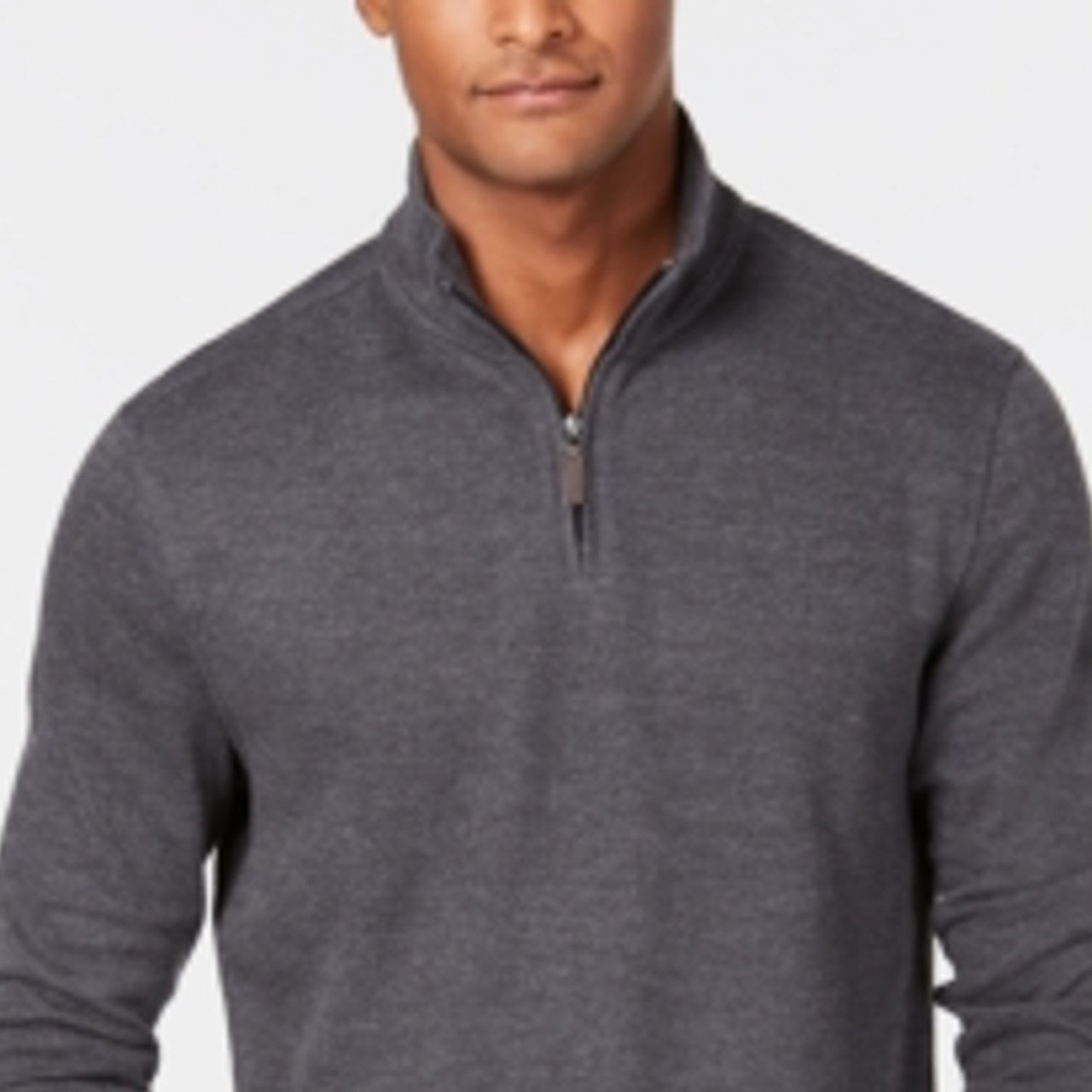 Club Room Men's Quarter Zip French Rib Pullover Gray Size Large