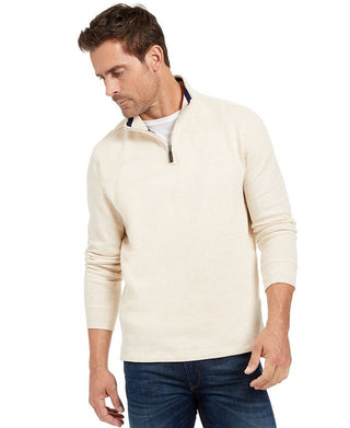 Club Room Men's Quarter Zip French Rib Pullover White Size XXX-Large