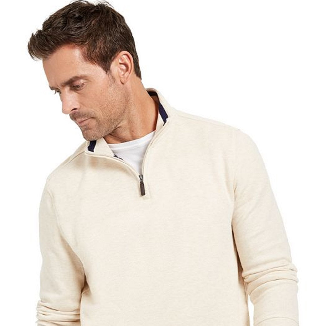 Club Room Men's Quarter Zip French Rib Pullover White Size XXX-Large