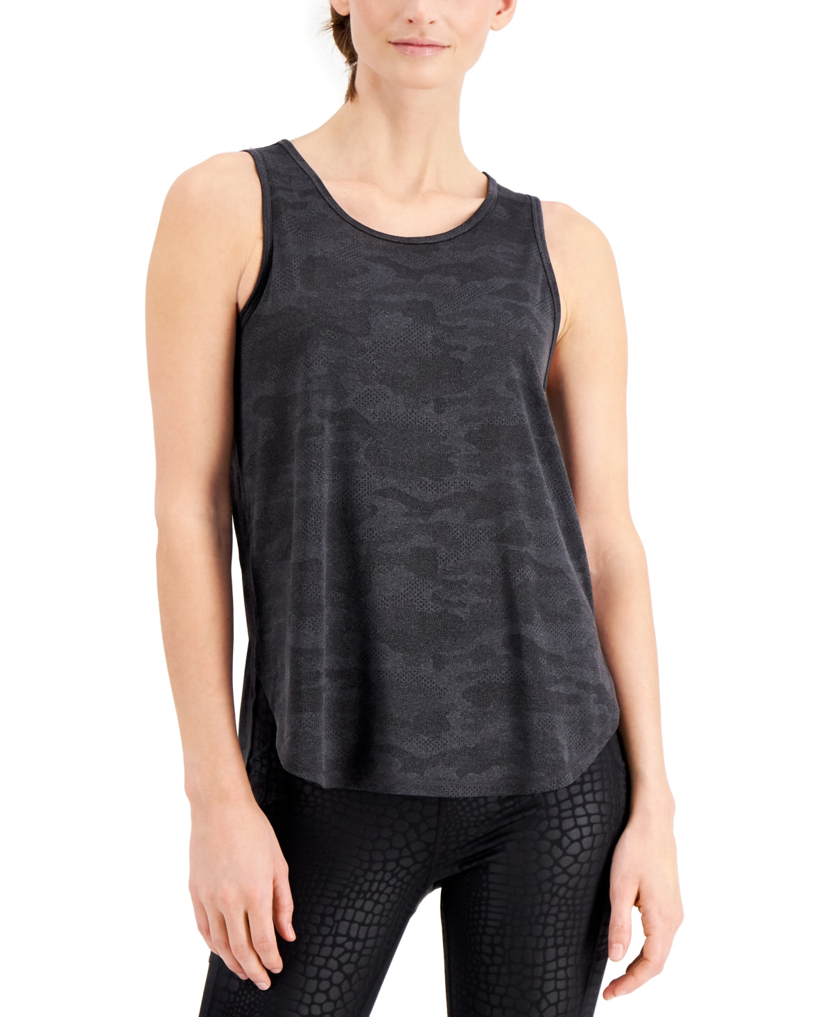 ID Ideology Women's Jacquard Camo Tank Top Black Size XX-Large