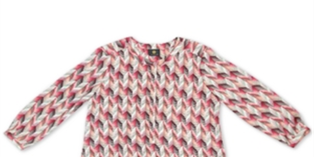 JM Collection Women's Printed Pleated Back Blouse Red Size Large