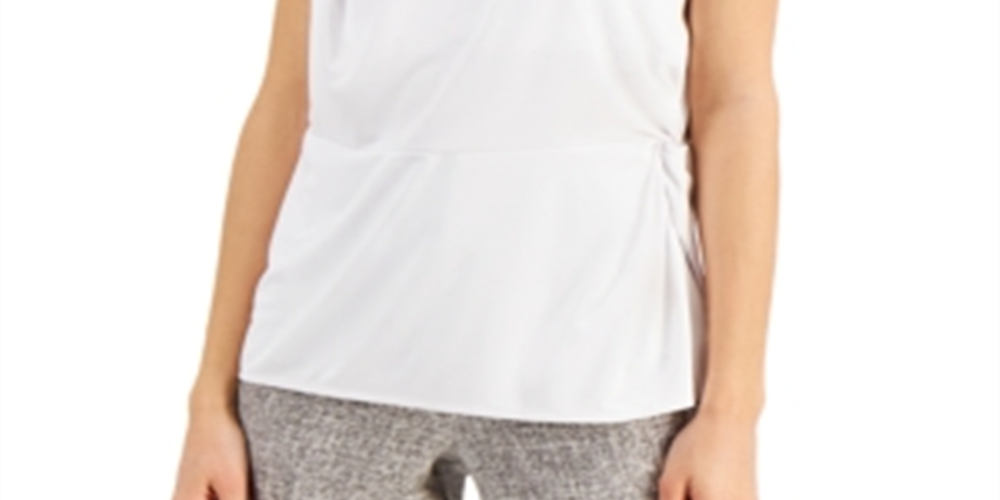 Alfani Women's Twist Front Sleeveless Scoop Neck Top White Size X-Large