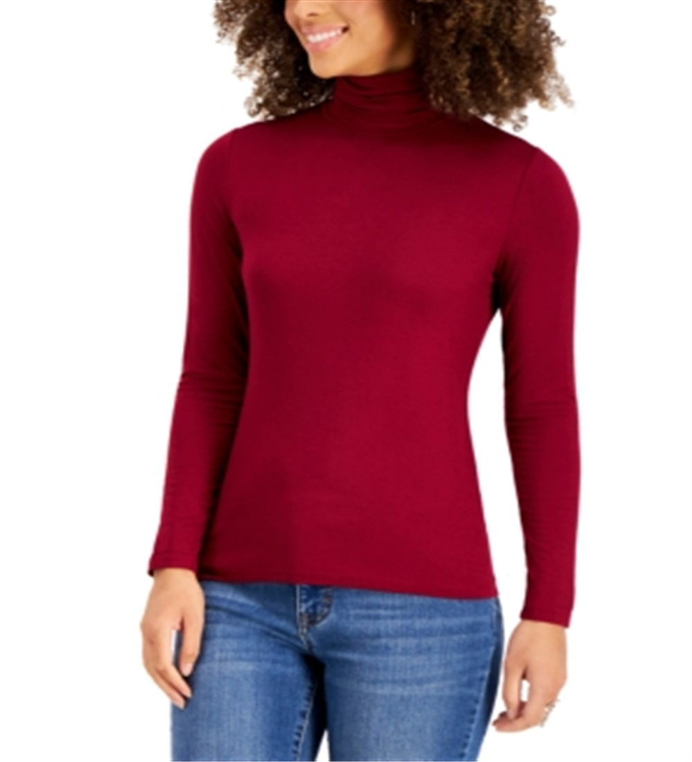 Style & Co Women's Turtleneck Top Red Size XL