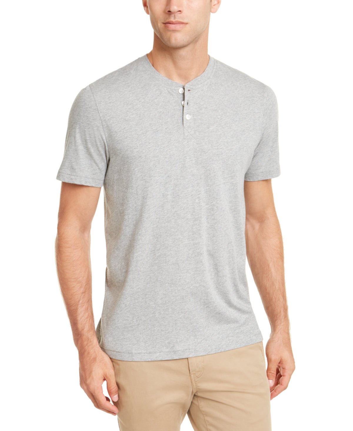 Club Room Men's Solid Henley Gray Size Large