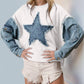 Double Take - Raw Edge Star Contrast Sweatshirt