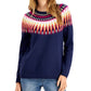 Style & Co Women's Printed Long Sleeve Crew Neck Sweater Blue Size Small