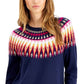 Style & Co Women's Printed Long Sleeve Crew Neck Sweater Blue Size Small