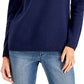 Style & Co Women's Printed Long Sleeve Crew Neck Sweater Blue Size Small