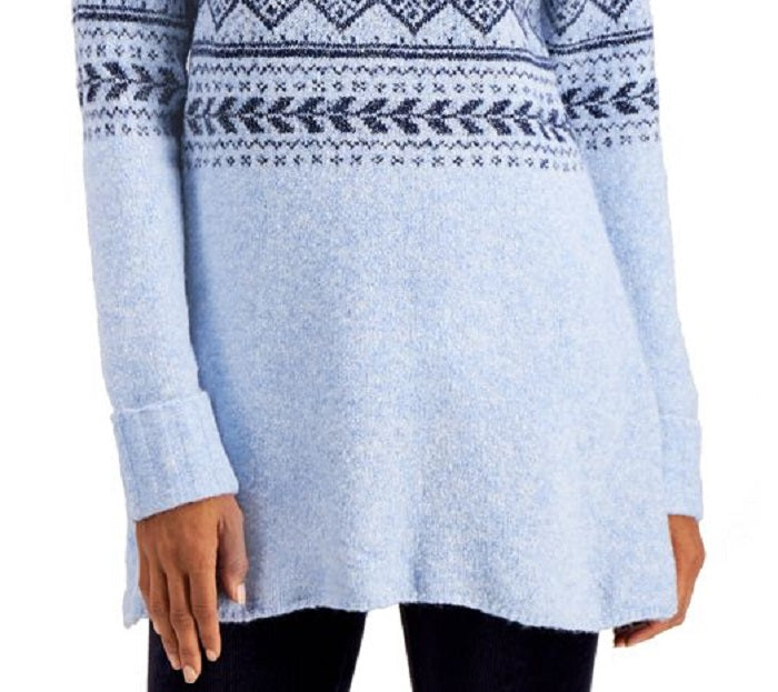 Style & Co Women's Fair Isle Tunic Sweater Blue Size Small