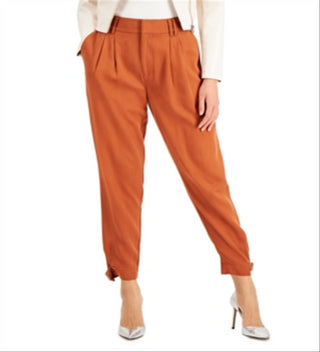 Bar III Women's Pleated Utility Pants Orange Size 14