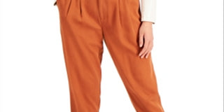 Bar III Women's Pleated Utility Pants Orange Size 14