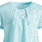 Ideology Big Girl's Lace up Tee Green Size Small