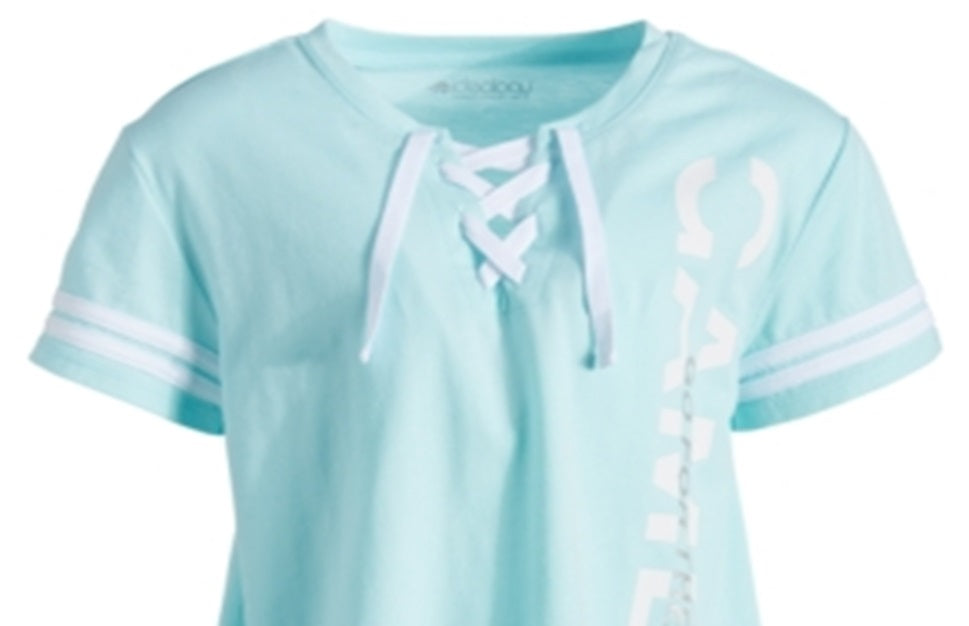 Ideology Big Girl's Lace up Tee Green Size Small