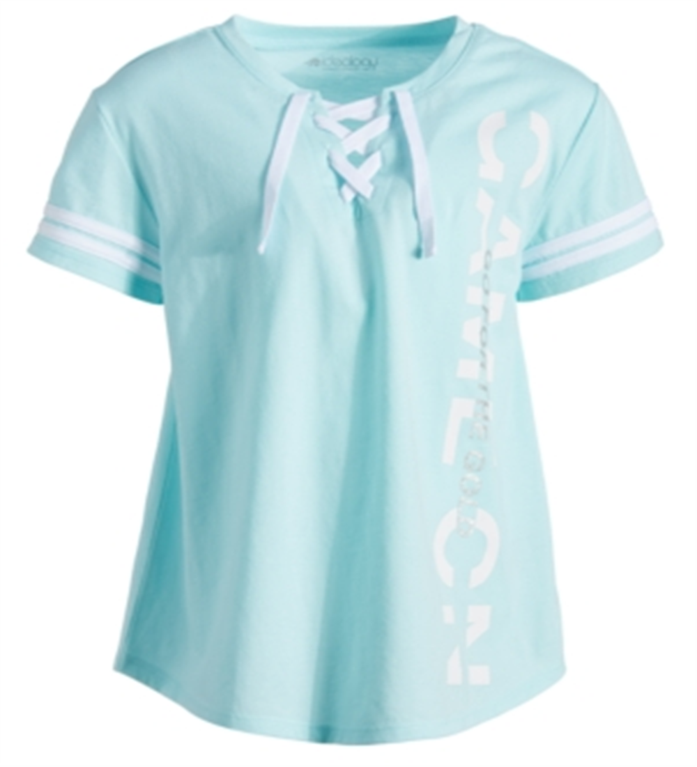 Ideology Big Girl's Lace up Tee Green Size Small