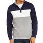 Club Room Men's Colorblocked Quarter Zip Fleece Sweatshirt Blue Size Large