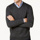 Club Room Men's Solid V Neck Merino Wool Blend Sweater Gray Size Large