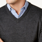 Club Room Men's Solid V Neck Merino Wool Blend Sweater Gray Size Large