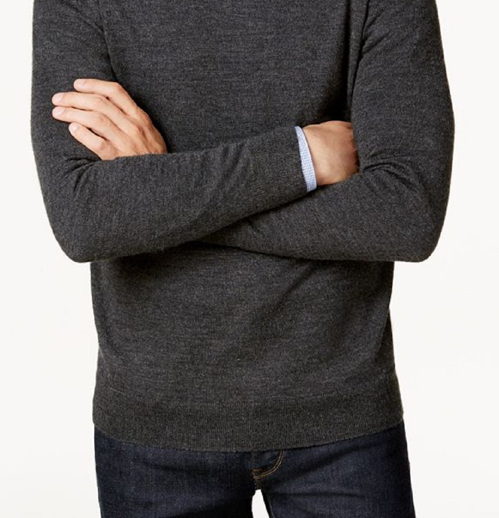 Club Room Men's Solid V Neck Merino Wool Blend Sweater Black Size X-Large