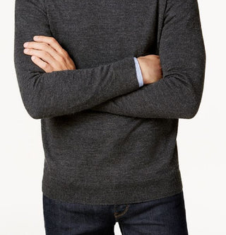 Club Room Men's Solid V Neck Merino Wool Blend Sweater Black Size X-Large