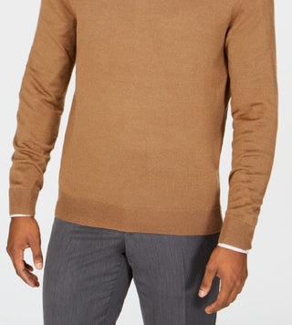 Club Room Men's Solid V Neck Merino Wool Blend Sweater Brown Size X-Large