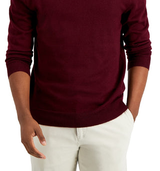 Club Room Men's Solid V Neck Merino Wool Blend Sweater Purple Size Medium